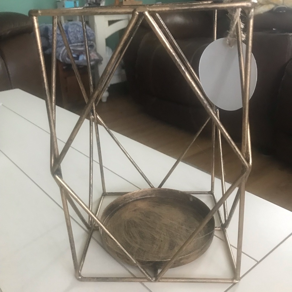 Gold Hurricane candle Holder